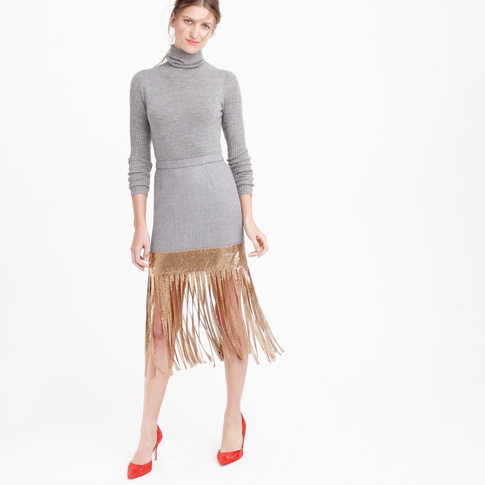 J crew Metallic Fringe Wool Skirt